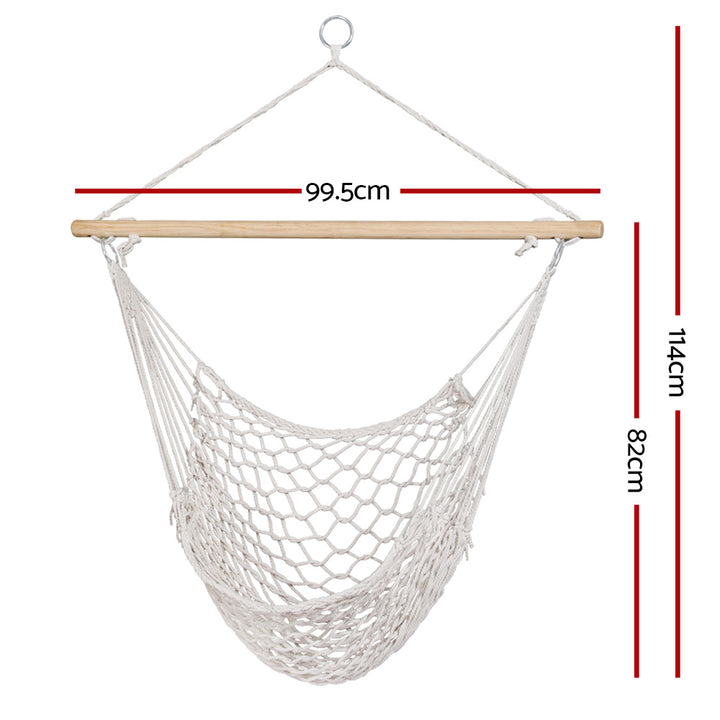 Woven Cotton Rope Hammock Chair Indoor or Outdoor - Cream Homecoze