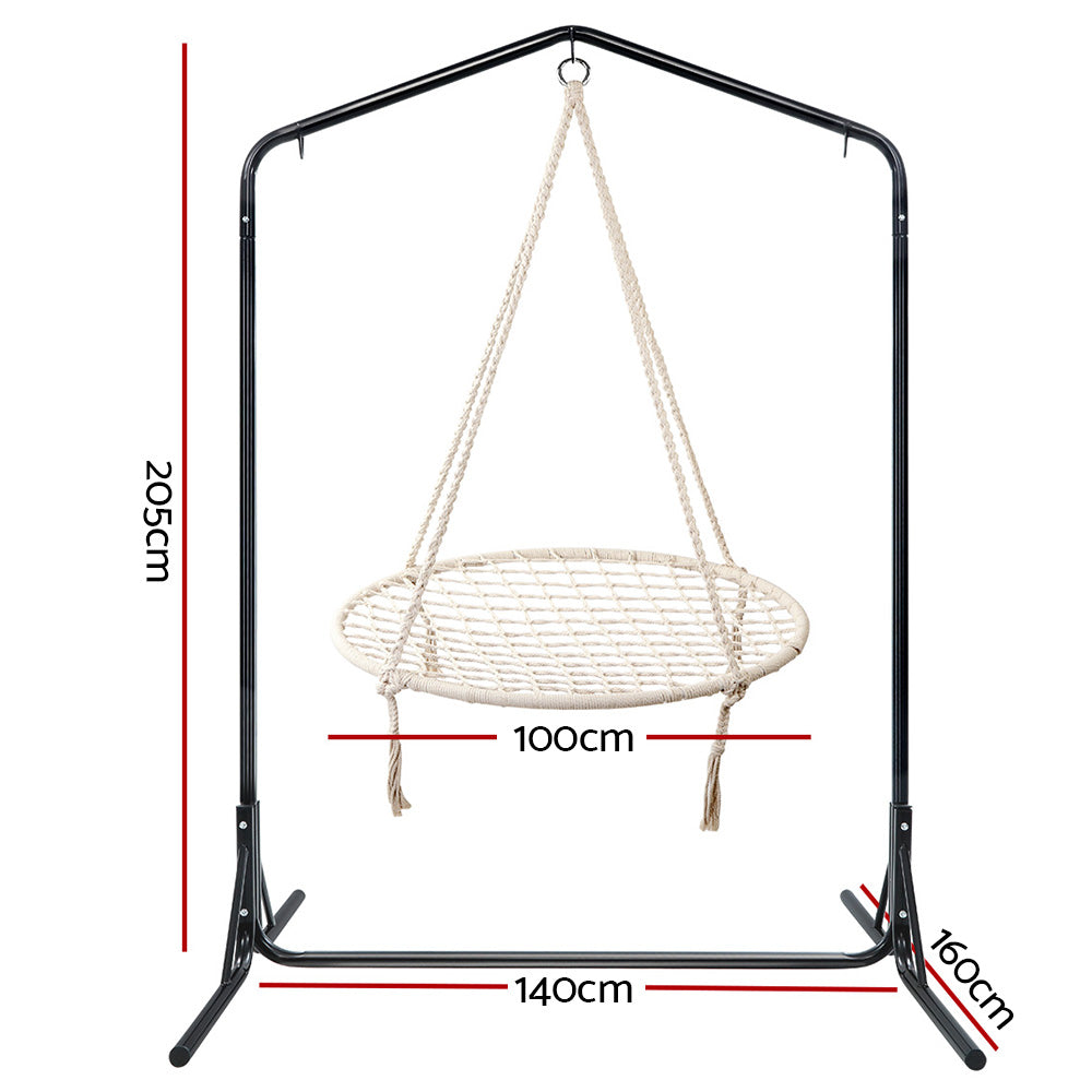 Kids Hanging Swing Chair 100cm Hammock with Heavy Duty Steel Stand Homecoze