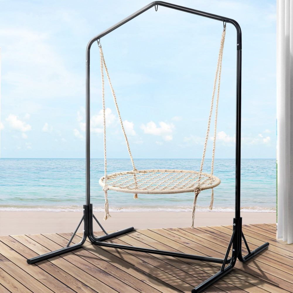 Kids Hanging Swing Chair 100cm Hammock with Heavy Duty Steel Stand Homecoze