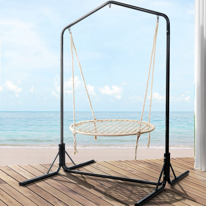 Kids Hanging Swing Chair 100cm Hammock with Heavy Duty Steel Stand Homecoze