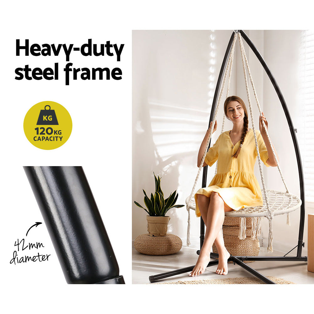 Kids Hanging Swing Chair 100cm Hammock with Steel Stand Homecoze