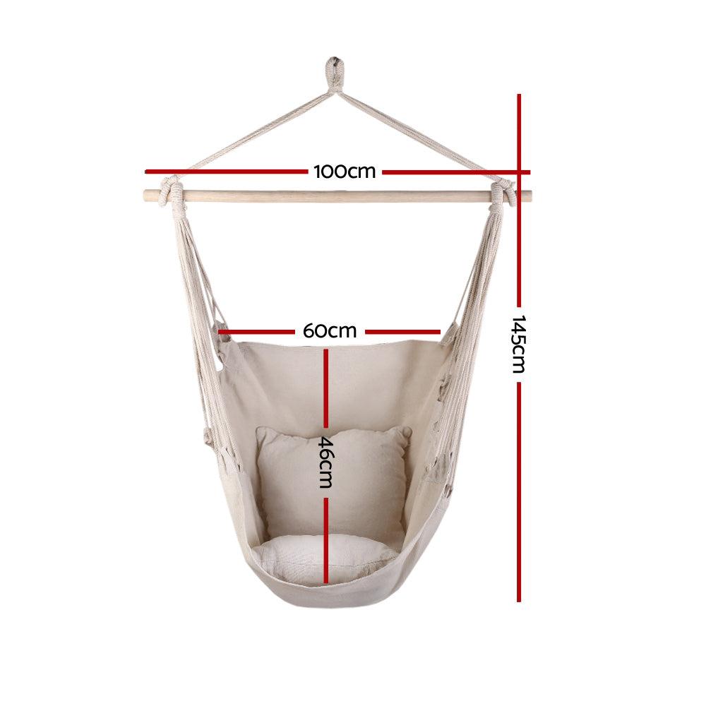 Hanging Cushioned Swing Chair Hammock - Cream - Homecoze