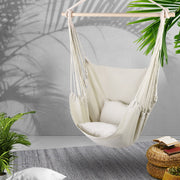 Hanging Cushioned Swing Chair Hammock - Cream - Homecoze
