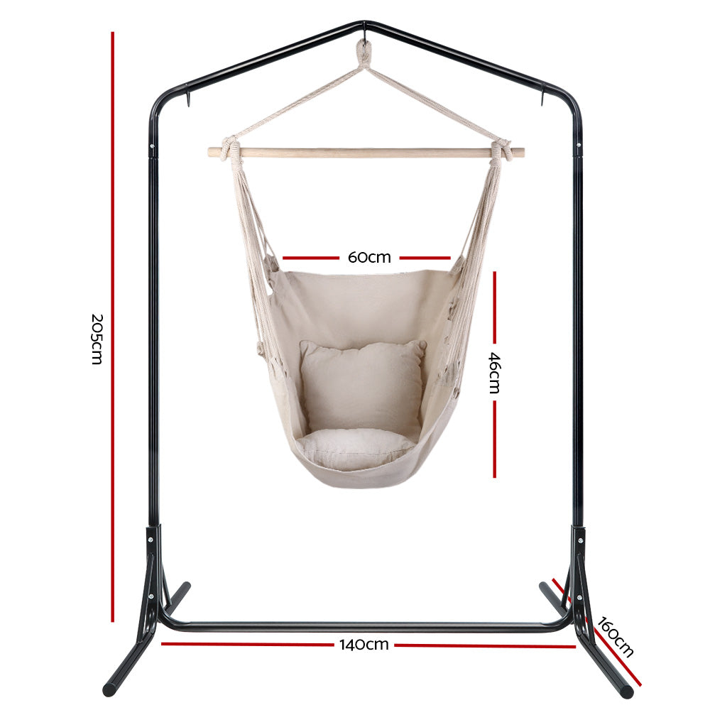 Cushioned Swing Chair Hammock with Heavy Duty Steel Frame - Cream Homecoze