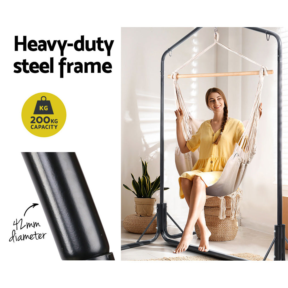 Cushioned Swing Chair Hammock with Heavy Duty Steel Frame - Cream Homecoze