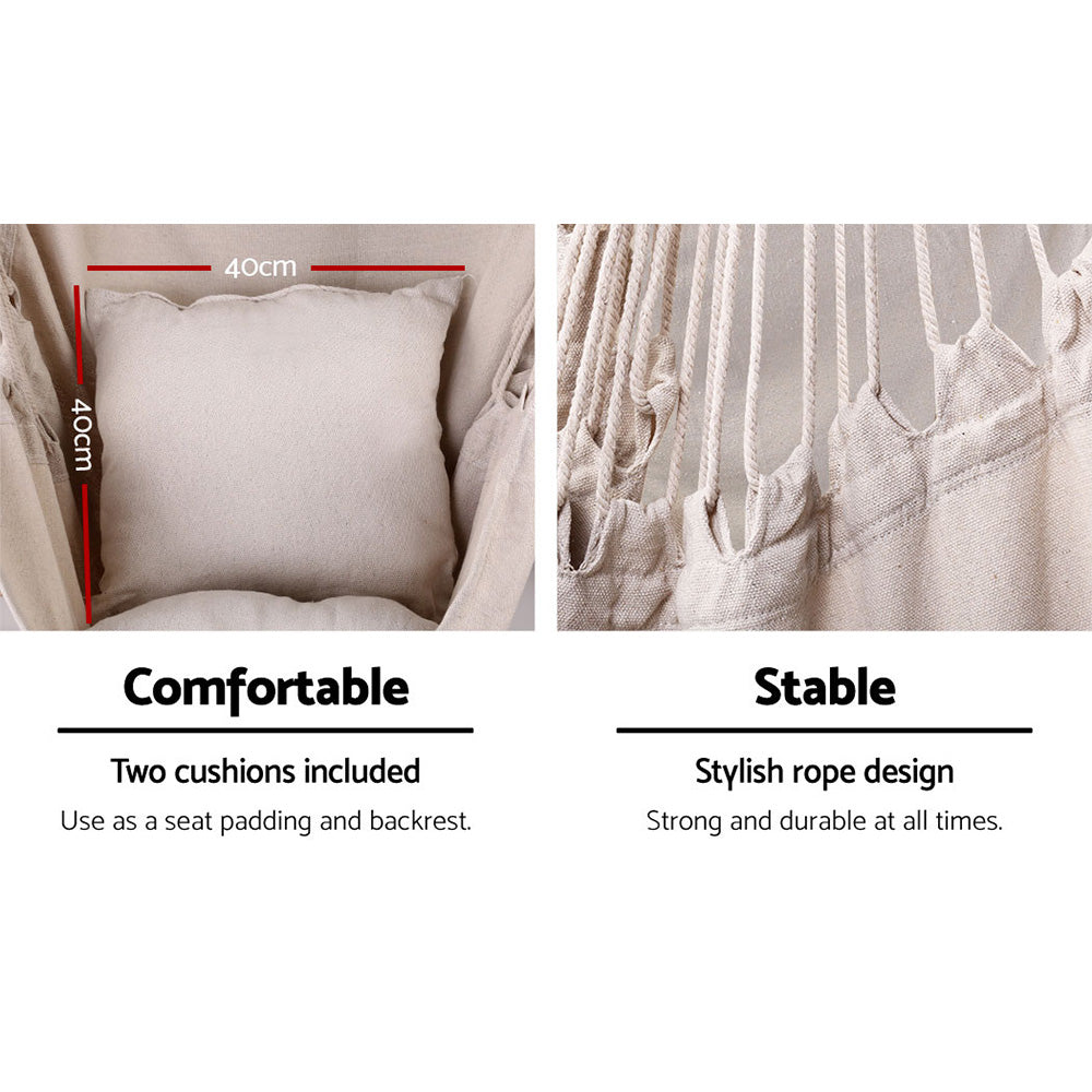 Cushioned Swing Chair Hammock with Heavy Duty Steel Frame - Cream Homecoze