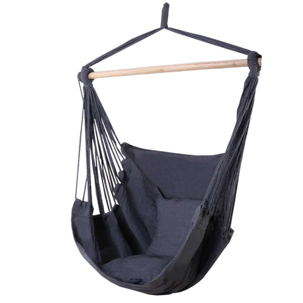 Hanging Cushioned Swing Chair Hammock - Grey - Homecoze