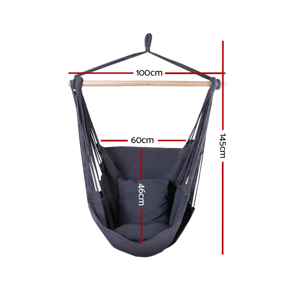 Hanging Cushioned Swing Chair Hammock - Grey - Homecoze