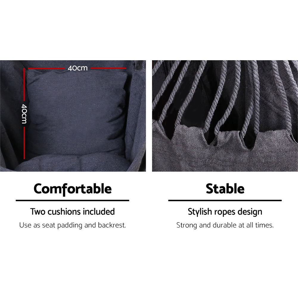 Hanging Cushioned Swing Chair Hammock - Grey - Homecoze