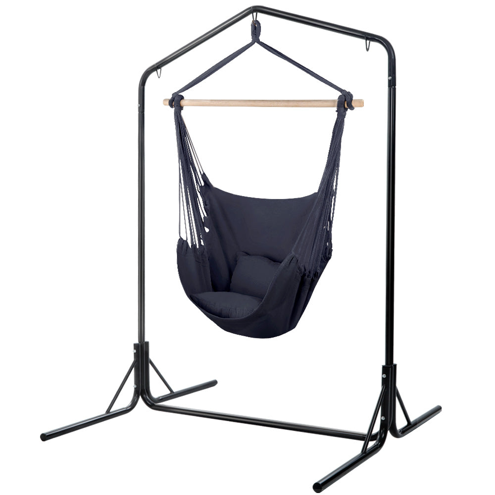 Cushioned Swing Chair Hammock with Heavy Duty Steel Frame - Grey Homecoze