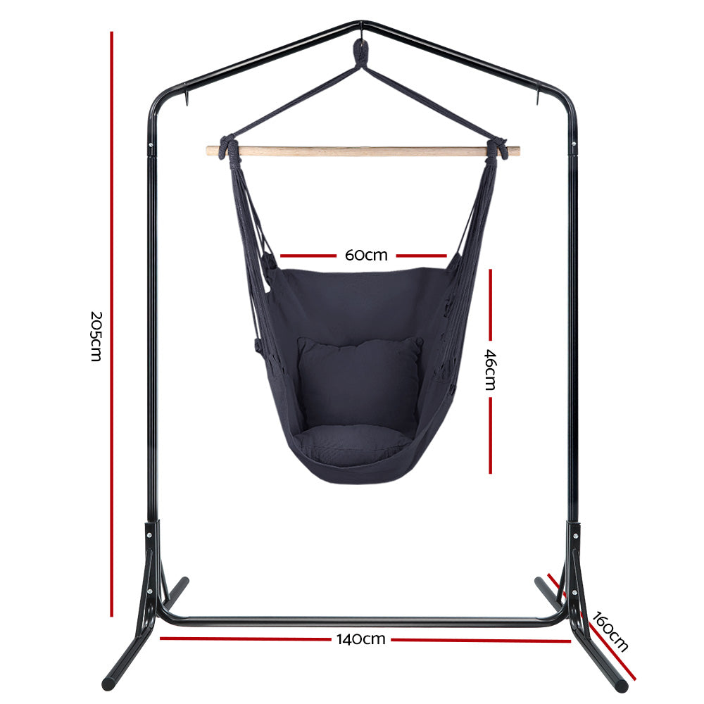 Cushioned Swing Chair Hammock with Heavy Duty Steel Frame - Grey Homecoze