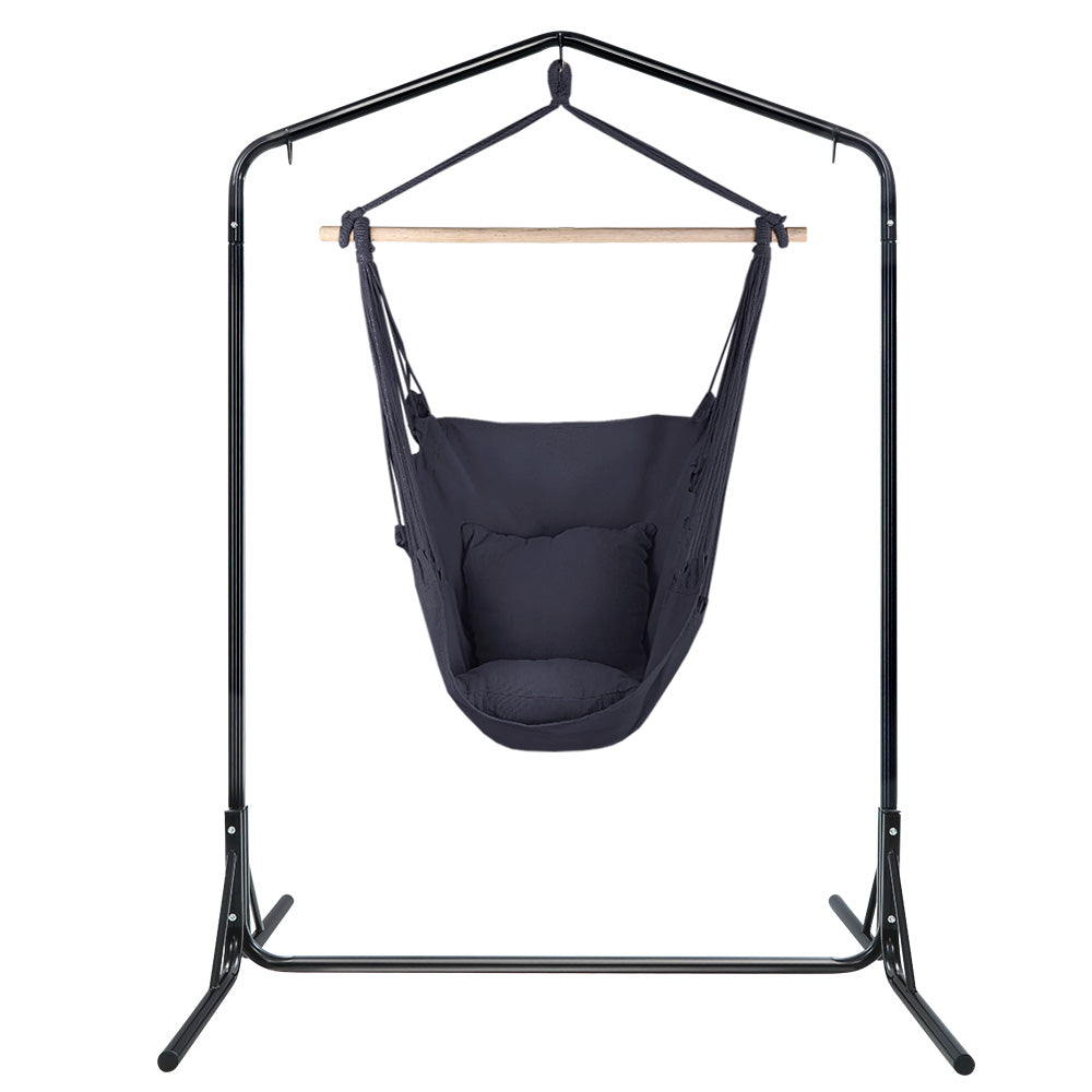 Cushioned Swing Chair Hammock with Heavy Duty Steel Frame - Grey Homecoze