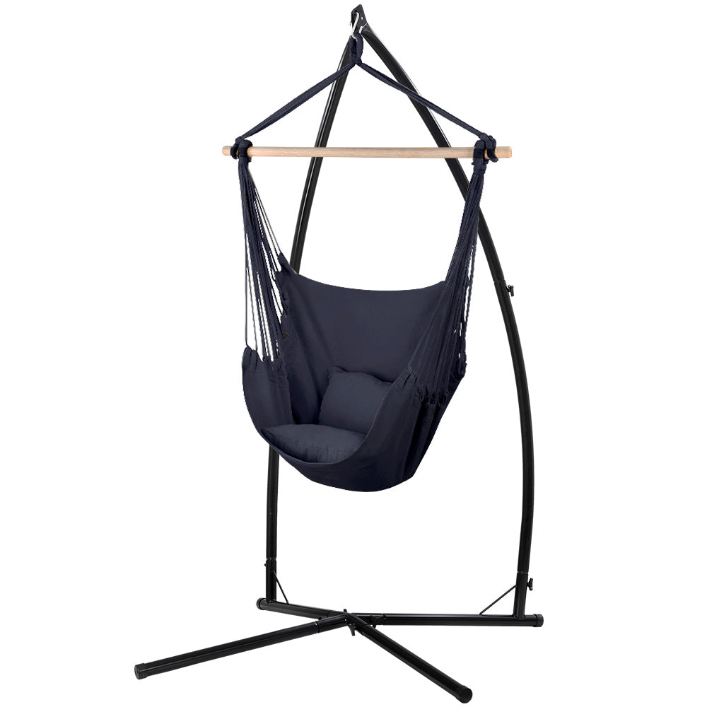 Hanging Cushioned Swing Chair Hammock with Steel Frame - Grey Homecoze