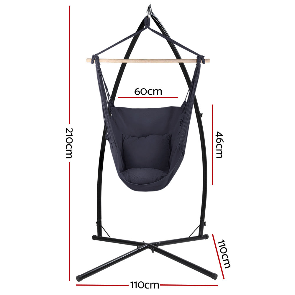 Hanging Cushioned Swing Chair Hammock with Steel Frame - Grey Homecoze