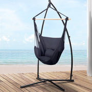 Hanging Cushioned Swing Chair Hammock with Steel Frame - Grey Homecoze