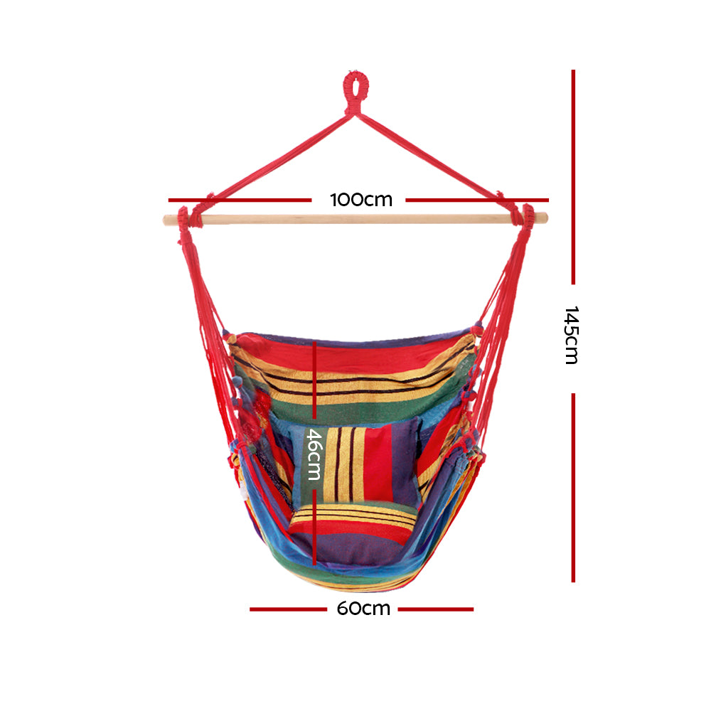 Hanging Cushioned Swing Chair Hammock - Multicolour - Homecoze