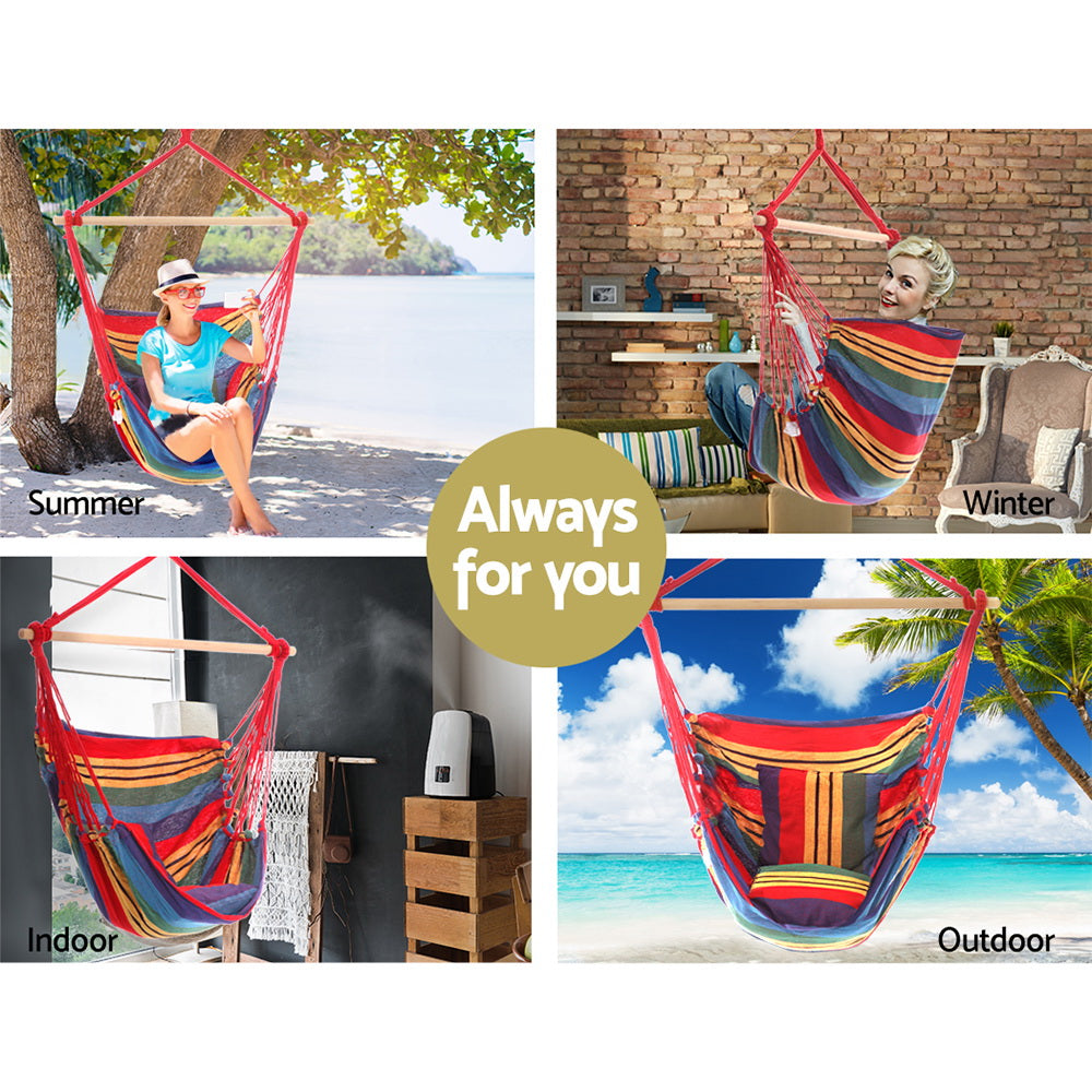 Hanging Cushioned Swing Chair Hammock - Multicolour - Homecoze