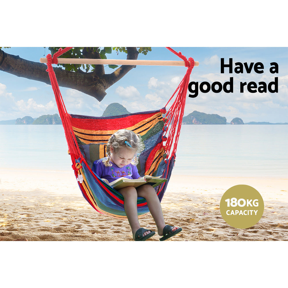 Hanging Cushioned Swing Chair Hammock - Multicolour - Homecoze