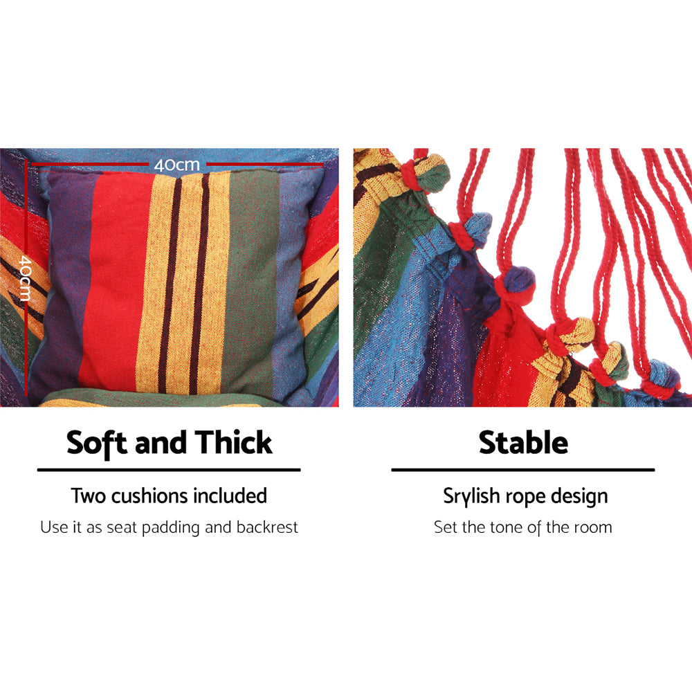Hanging Cushioned Swing Chair Hammock - Multicolour - Homecoze