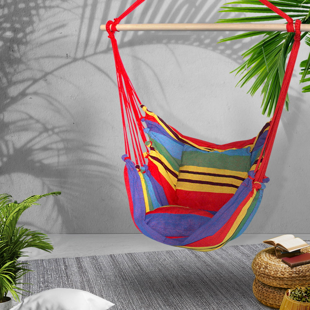 Hanging Cushioned Swing Chair Hammock - Multicolour - Homecoze