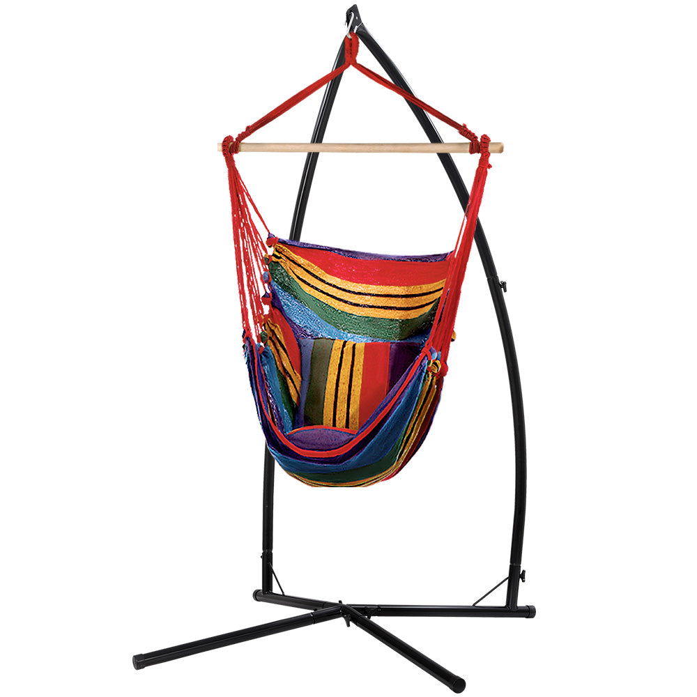 Hanging Cushioned Swing Chair Hammock with Steel Frame - Multicolour Homecoze
