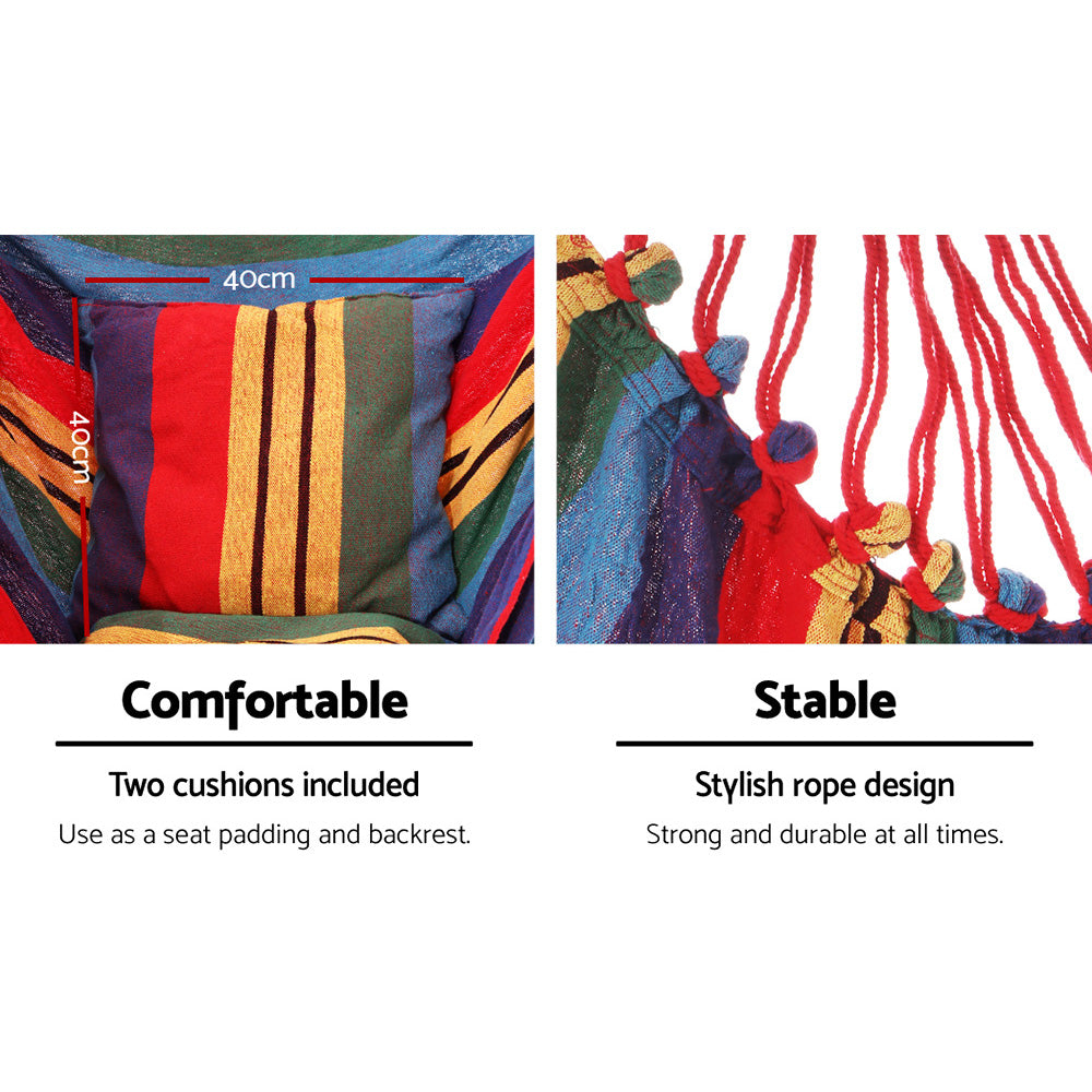 Hanging Cushioned Swing Chair Hammock with Steel Frame - Multicolour Homecoze