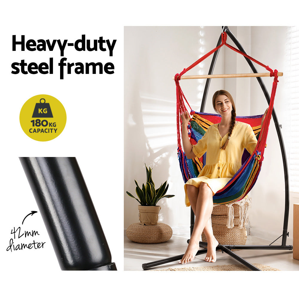 Hanging Cushioned Swing Chair Hammock with Steel Frame - Multicolour Homecoze