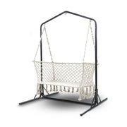 2 Seater Hanging Swing Chair Hammock with Steel Frame - Cream Homecoze
