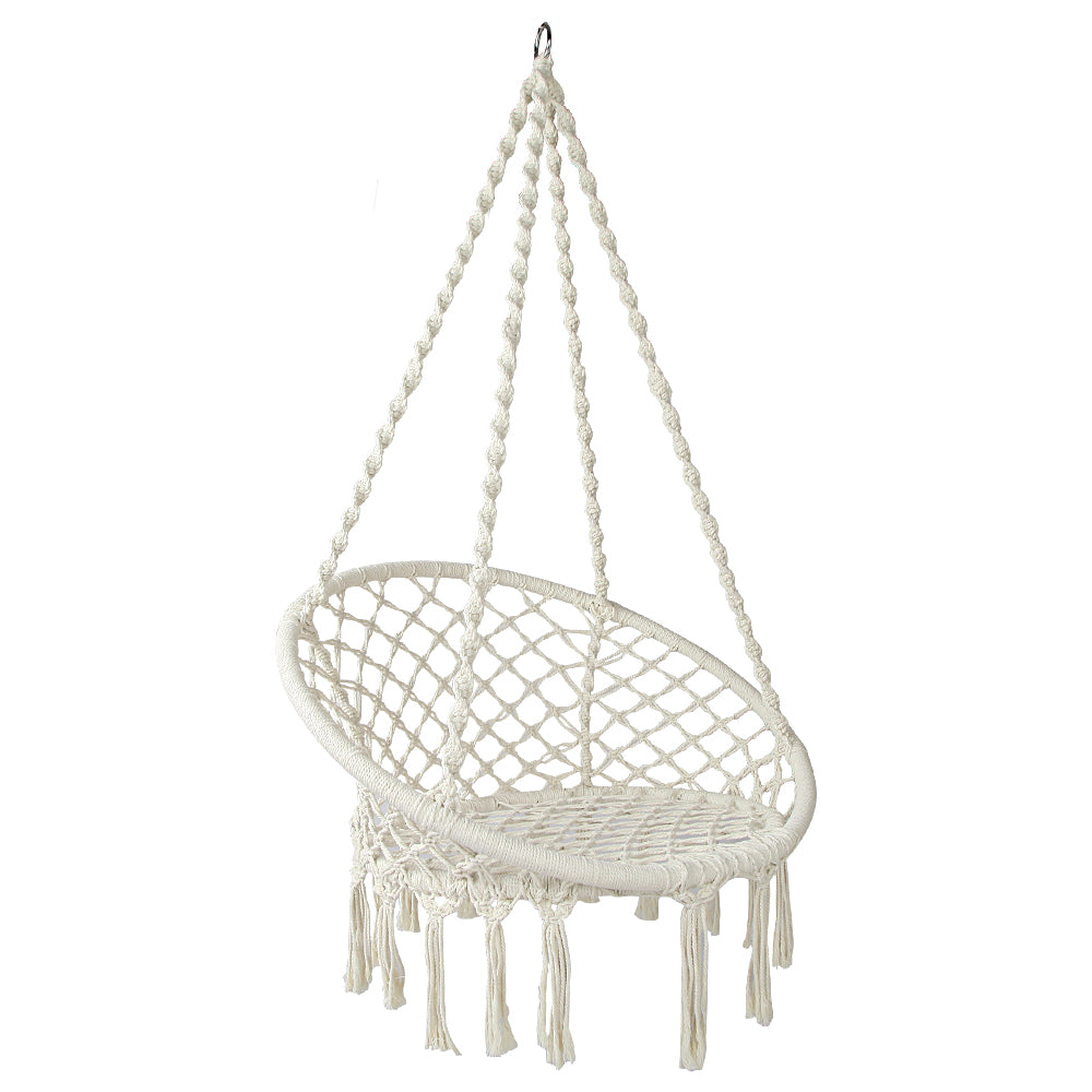 Hanging Woven Swing Chair Hammock - Cream - Homecoze