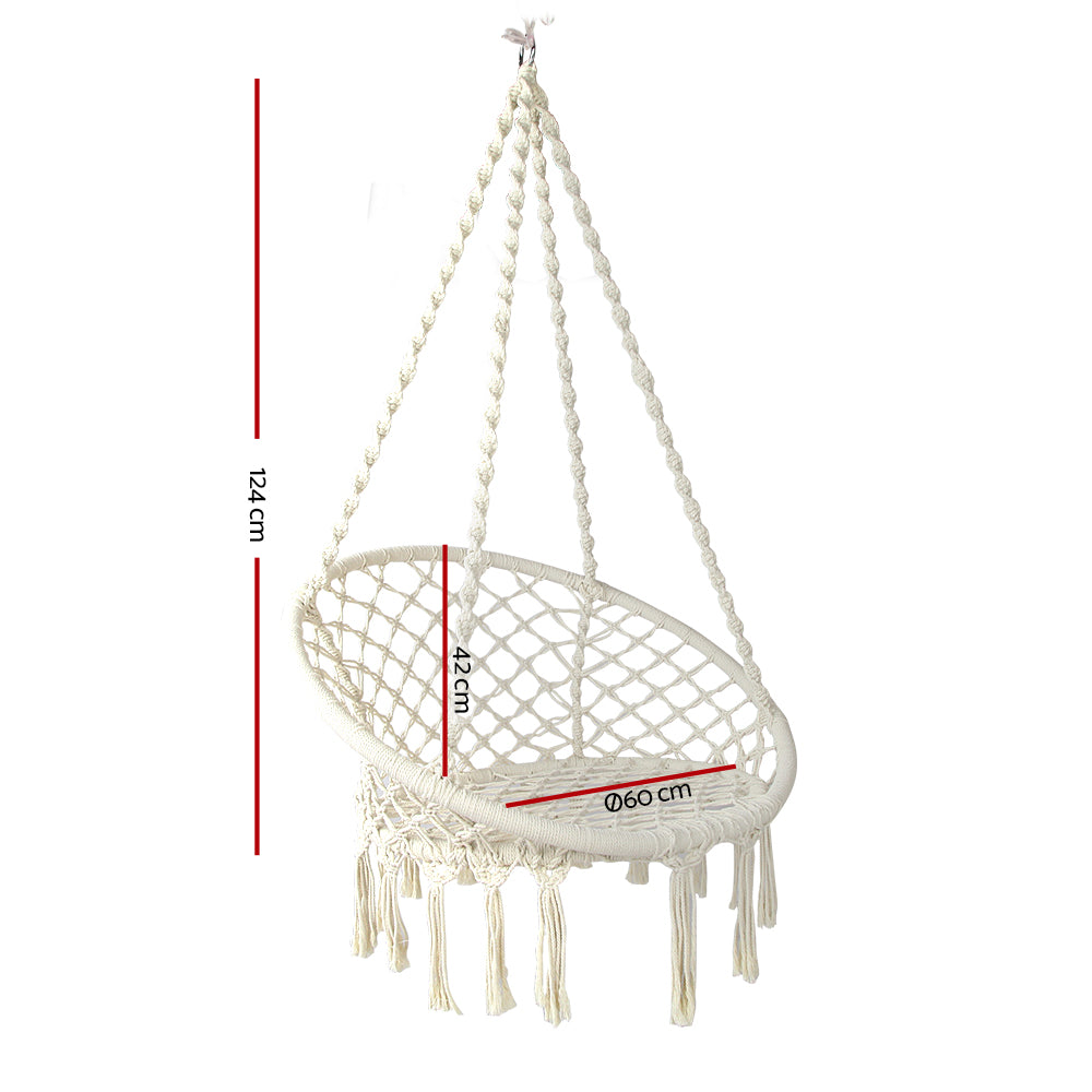 Hanging Woven Swing Chair Hammock - Cream - Homecoze