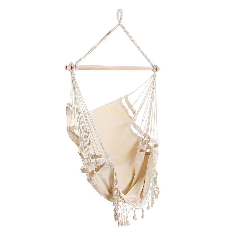 Hanging Swing Chair Hammock - Cream - Homecoze