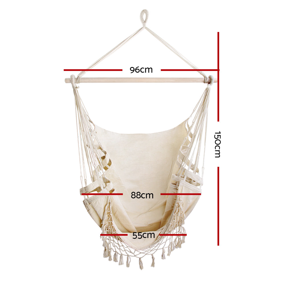 Hanging Swing Chair Hammock - Cream - Homecoze