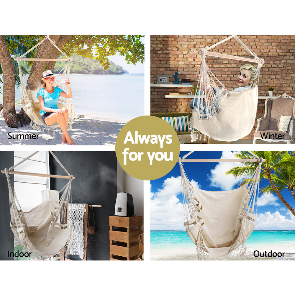 Hanging Swing Chair Hammock - Cream - Homecoze