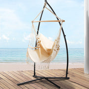 Hanging Swing Chair Hammock with Steel Stand - Beige Homecoze