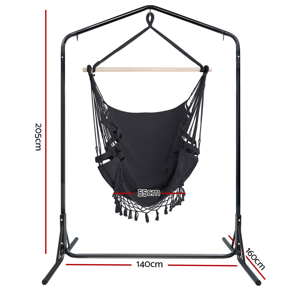 Hanging Swing Chair Hammock with Heavy Duty Steel Stand - Grey Homecoze