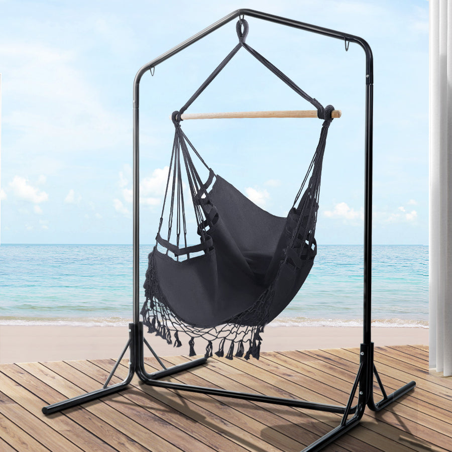 Hanging Swing Chair Hammock with Heavy Duty Steel Stand - Grey Homecoze