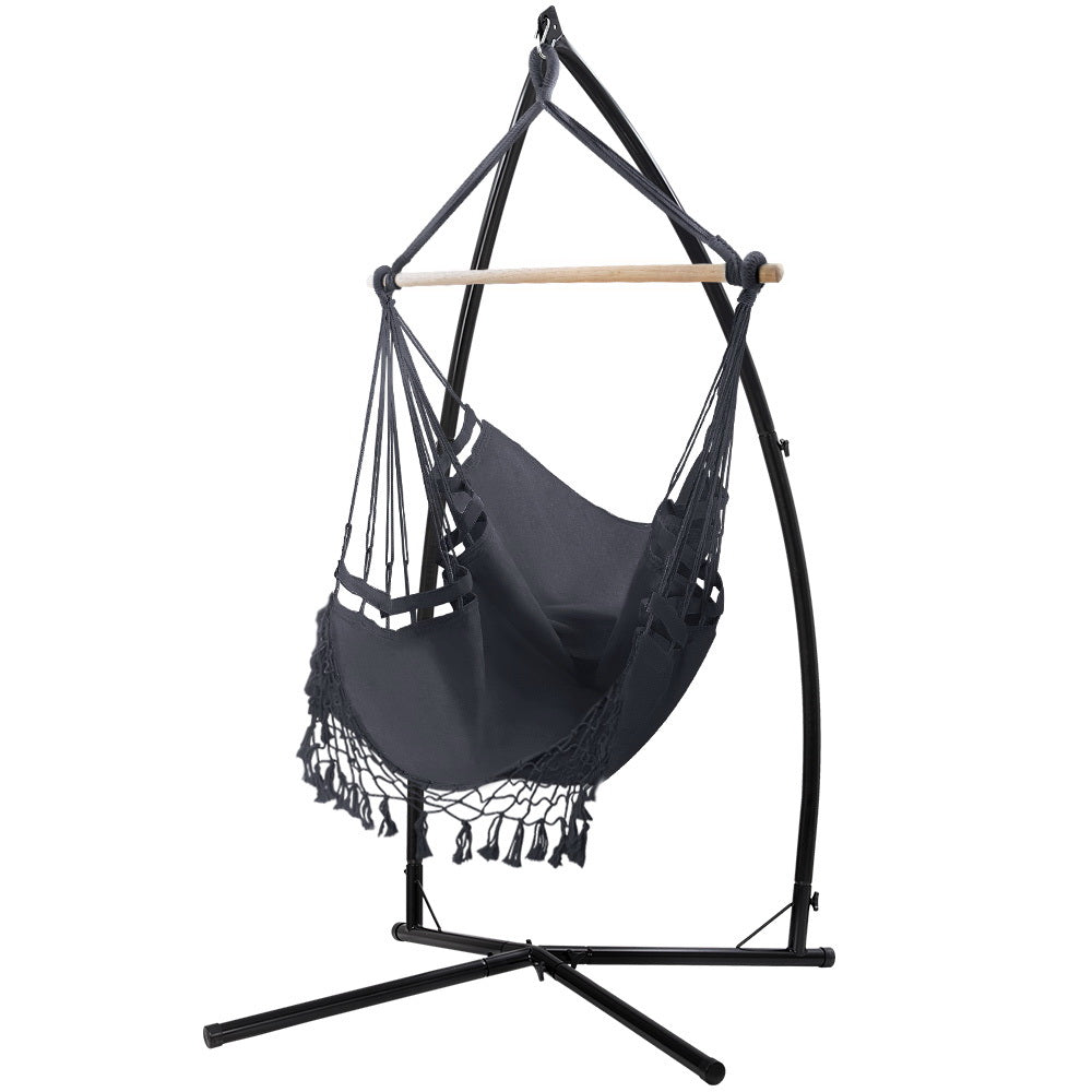 Hanging Swing Chair Hammock with Steel Stand - Grey Homecoze