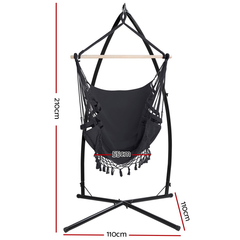 Hanging Swing Chair Hammock with Steel Stand - Grey Homecoze