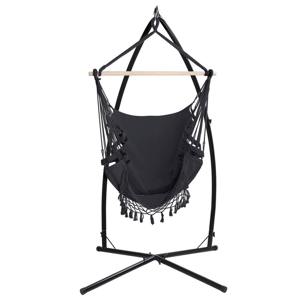 Hanging Swing Chair Hammock with Steel Stand - Grey Homecoze