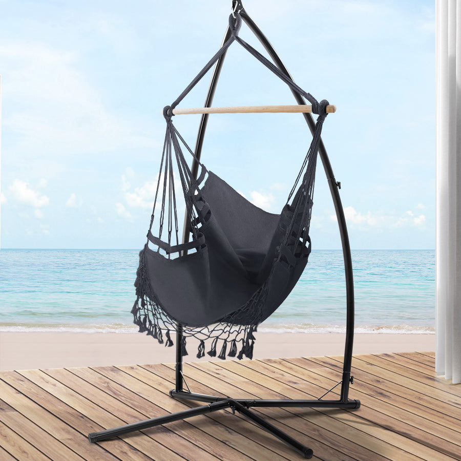 Hanging Swing Chair Hammock with Steel Stand - Grey Homecoze
