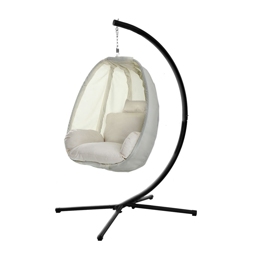 Outdoor Hanging Egg Swing Chair - Cream - Homecoze