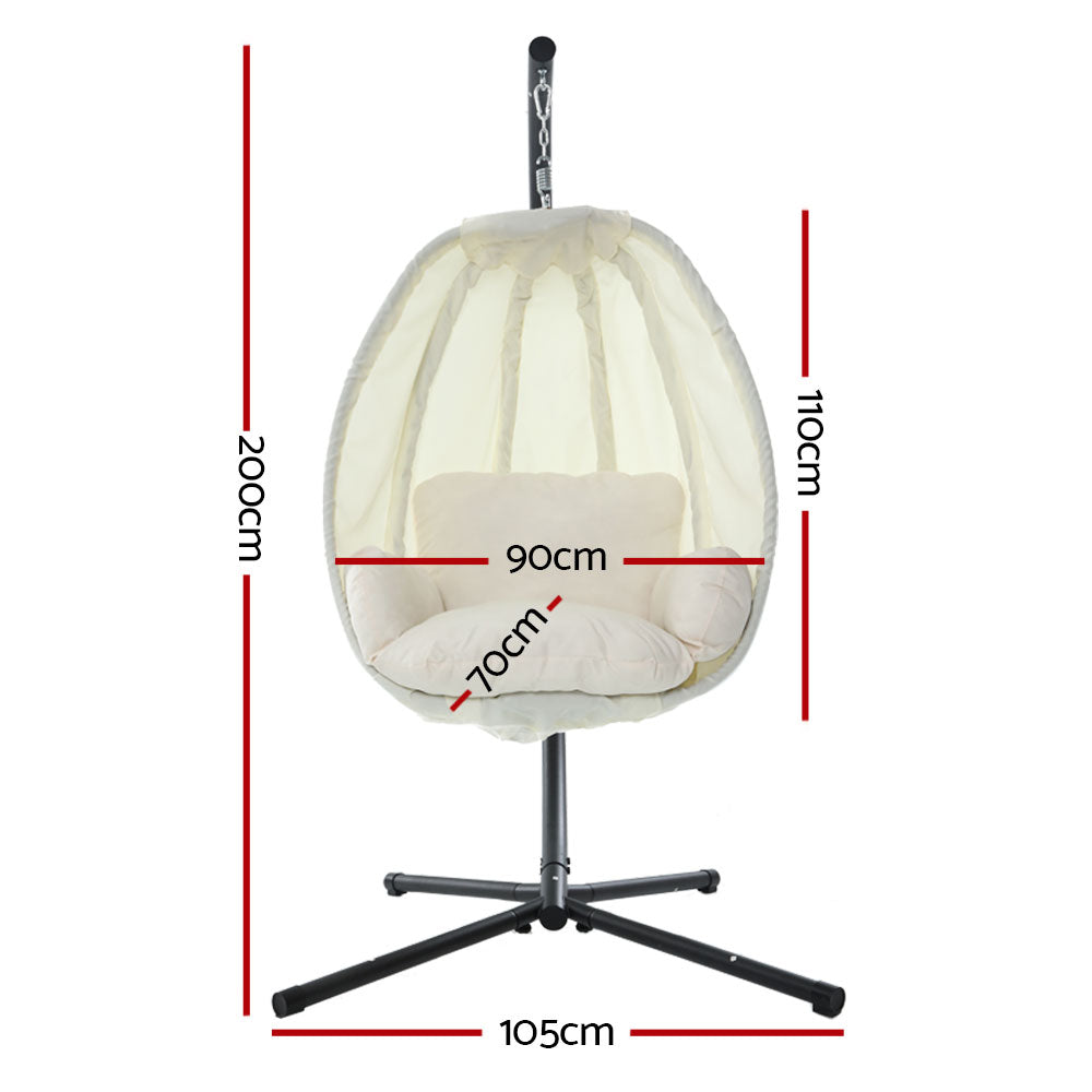 Outdoor Hanging Egg Swing Chair - Cream - Homecoze