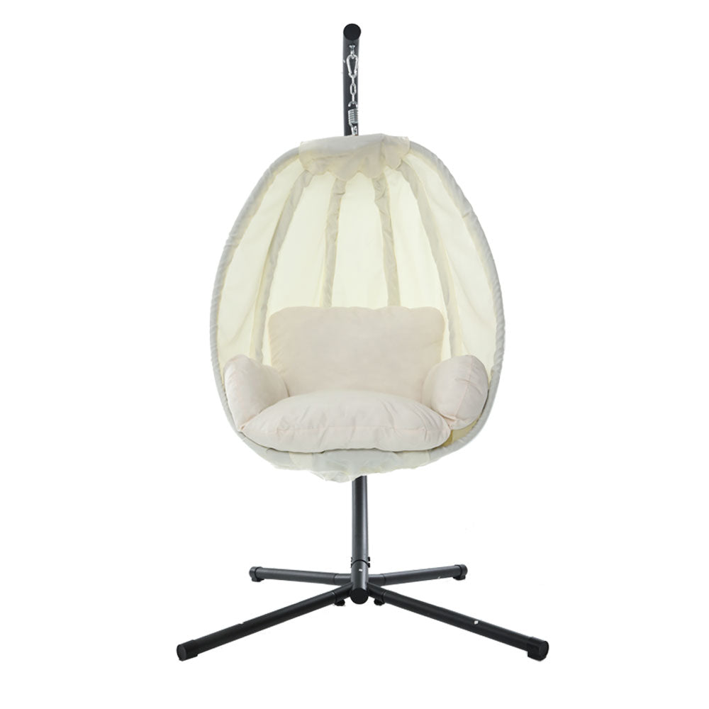 Outdoor Hanging Egg Swing Chair - Cream Homecoze