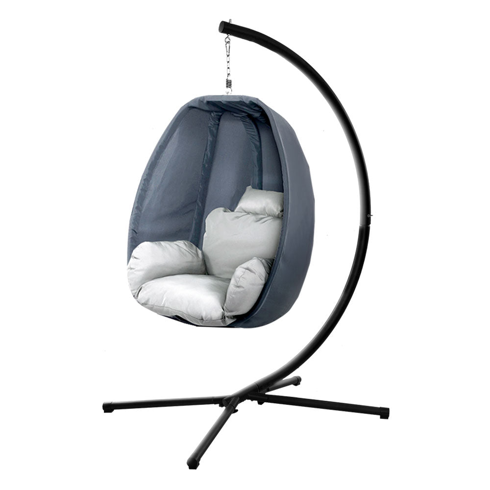 Outdoor Hanging Egg Swing Chair - Grey - Homecoze