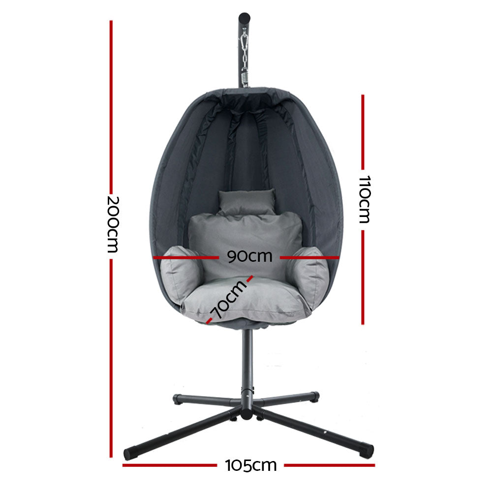 Outdoor Hanging Egg Swing Chair - Grey - Homecoze