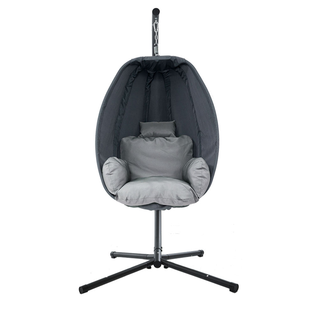 Outdoor Hanging Egg Swing Chair - Grey - Homecoze