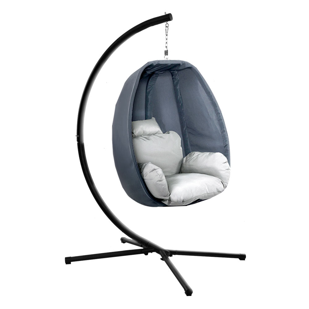 Outdoor Hanging Egg Swing Chair - Grey - Homecoze