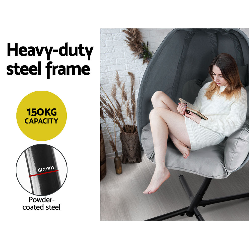Outdoor Hanging Egg Swing Chair - Grey - Homecoze