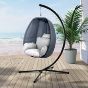 Outdoor Hanging Egg Swing Chair - Grey - Homecoze