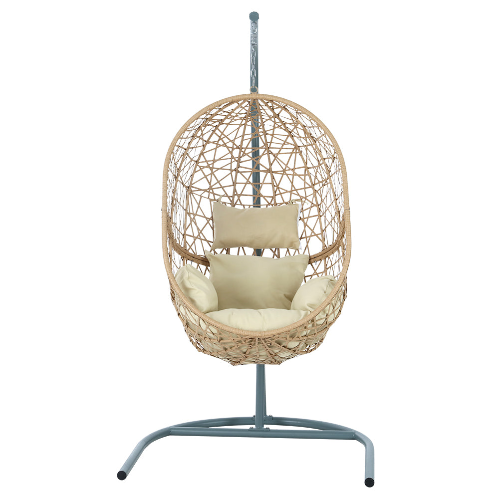 Premium Outdoor Hanging Wicker Egg Swing Chair Hammock Seat - Beige Homecoze